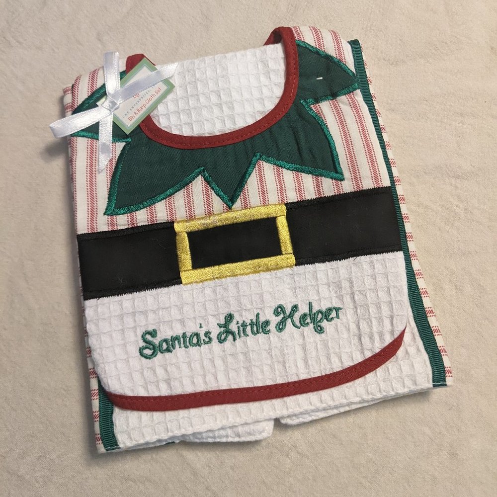 NEW Baby's 1st Christmas Bib & Burp Set